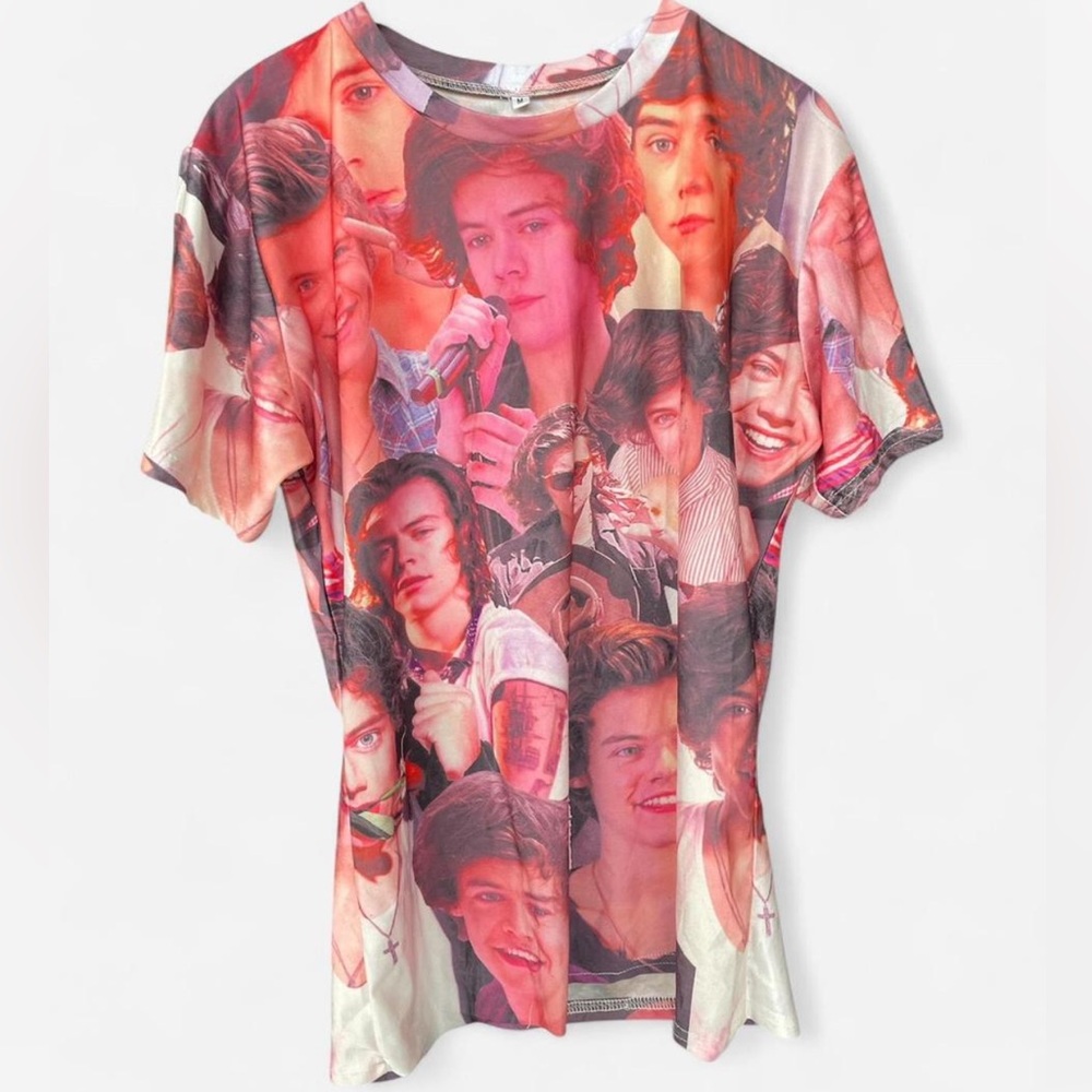 Graphic Collage Harry Styles Vintage T-Shirt - Red